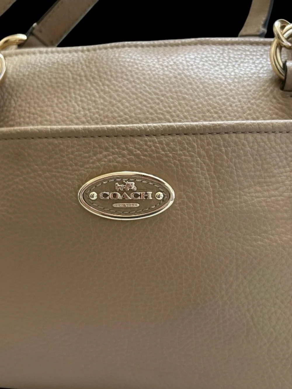 Coach Pebbled Leather Shoulder Bag in Tan with Gold Hardware